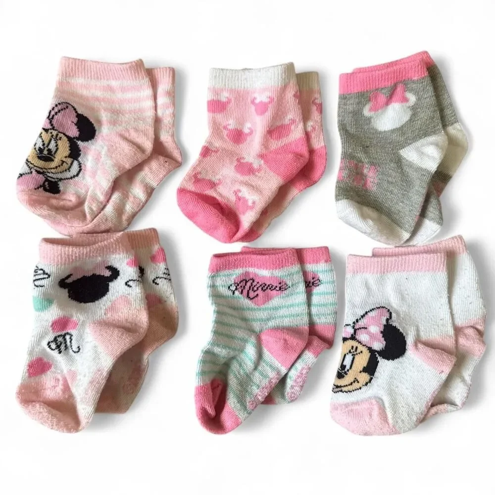 Baby Girl Socks & Slipper Booties Lot – Disney Minnie Mouse, Carter’s & More